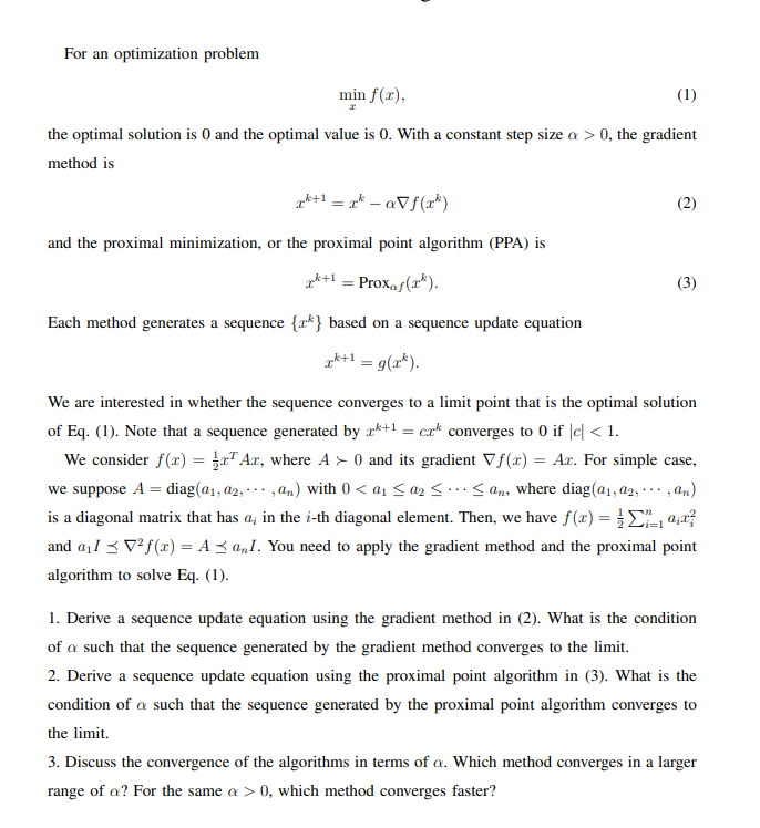 For an optimization problem min it] . [I] J. the