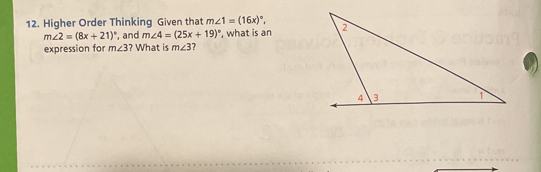 12. Higher Order Thinking Given that m41 = (16x),