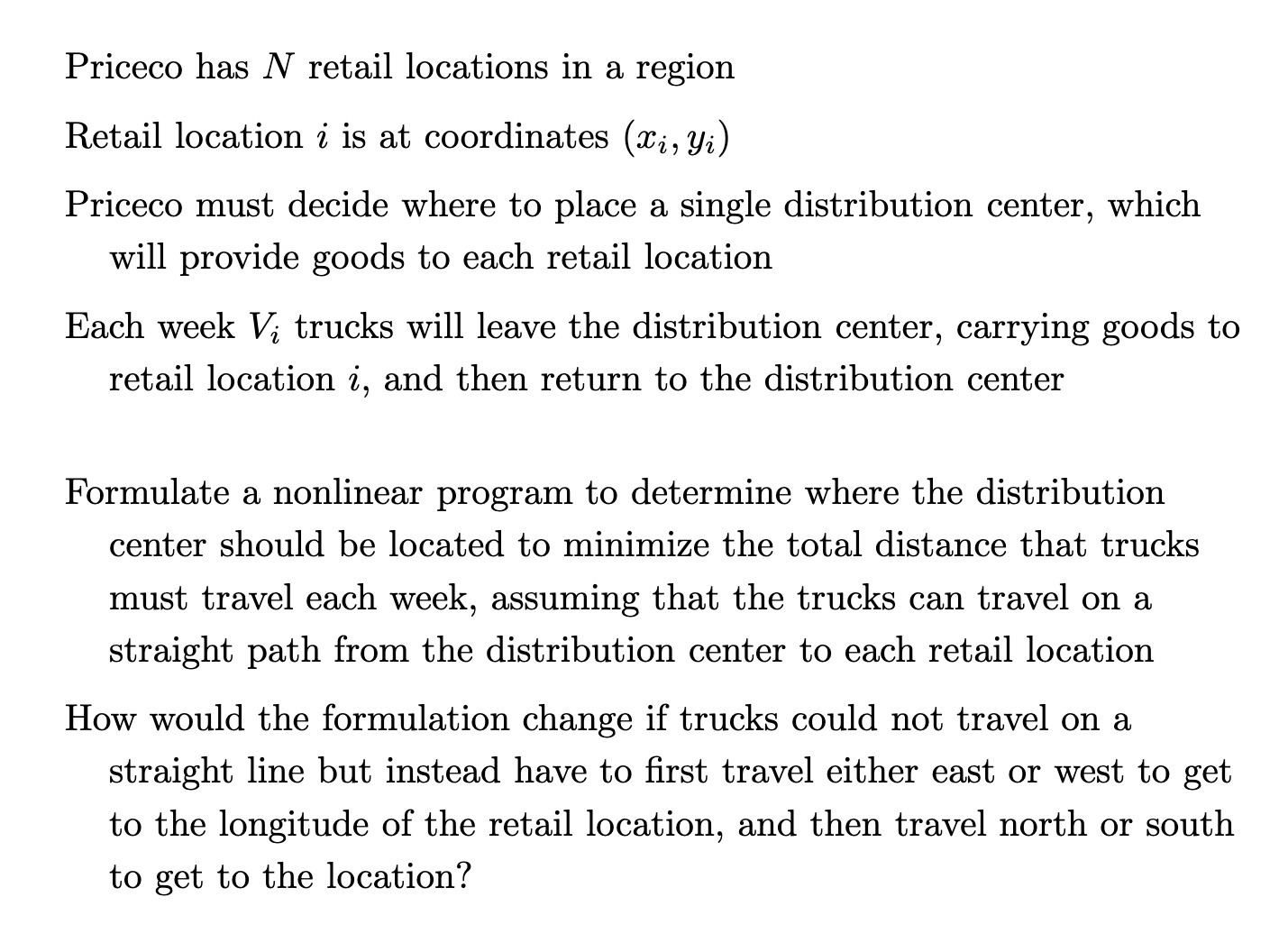 Priceco has N retail locations in a region Retail