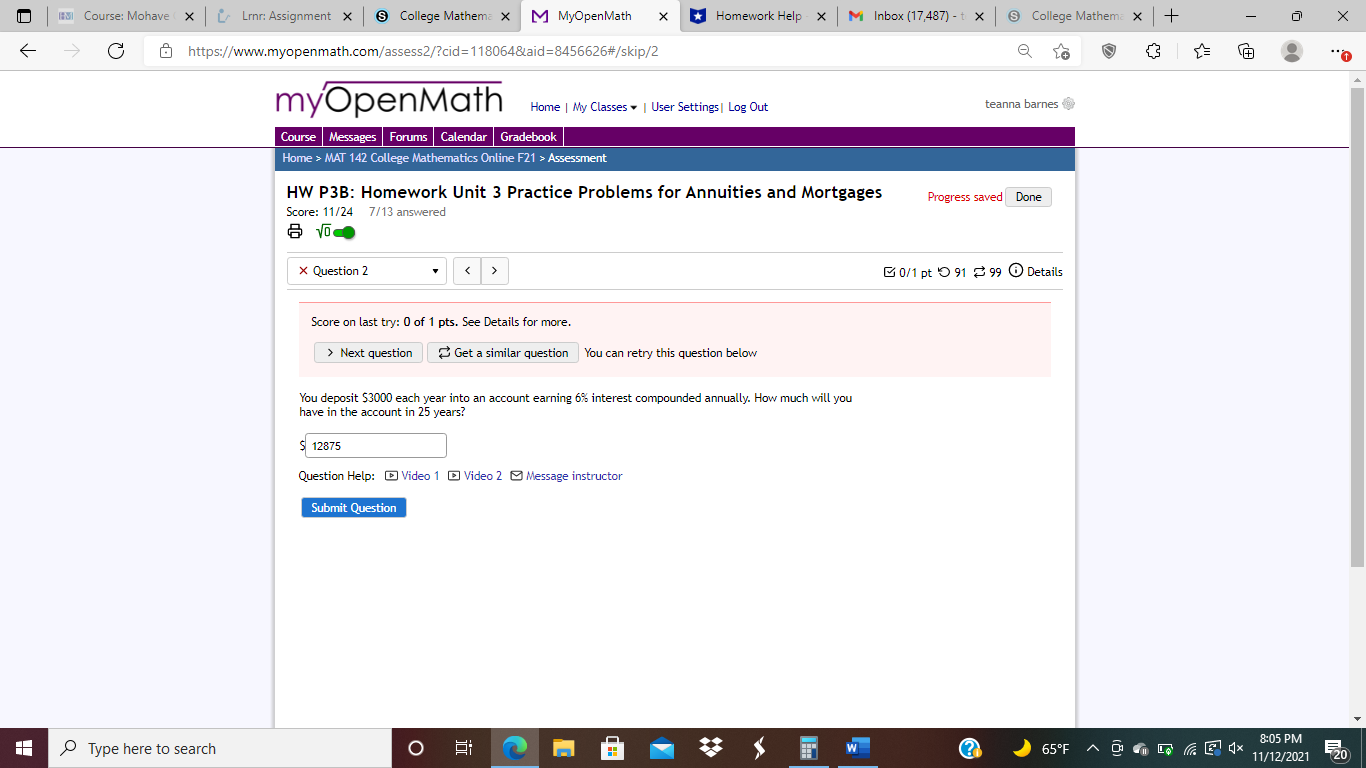 Course: Mohave ( X | [ Linn: Assignment X @