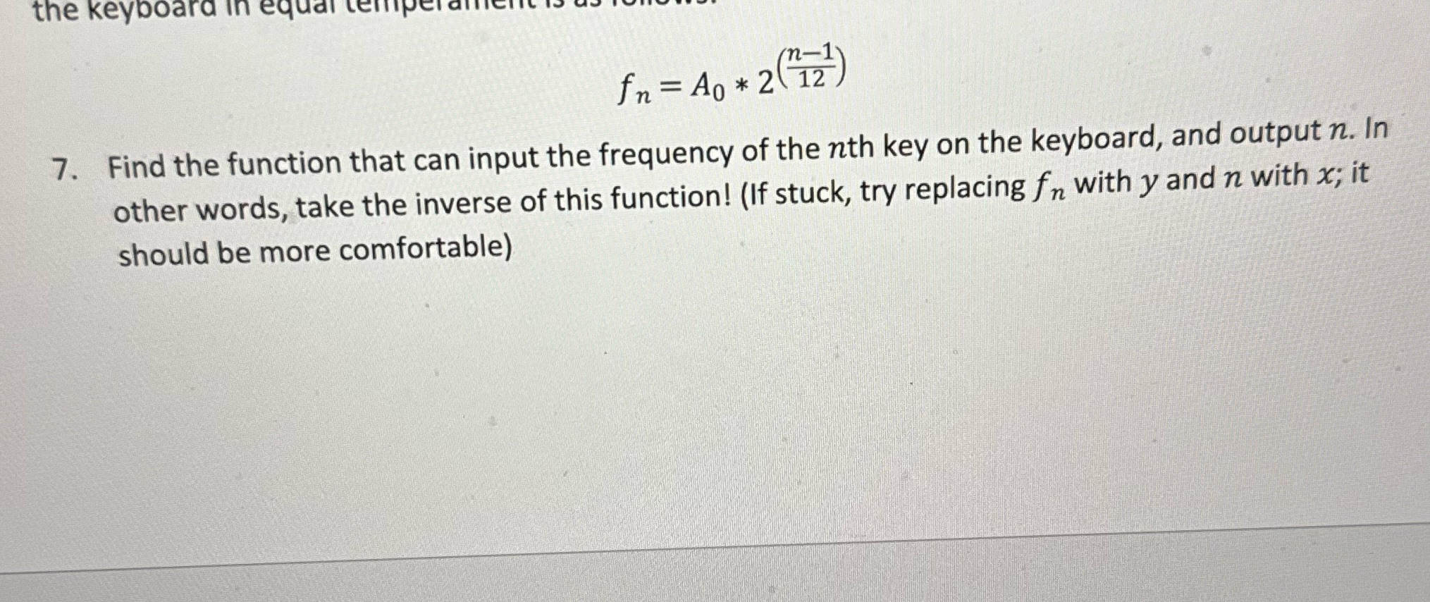 the keyboard in equal temper amid fn= A0 * 2(12)