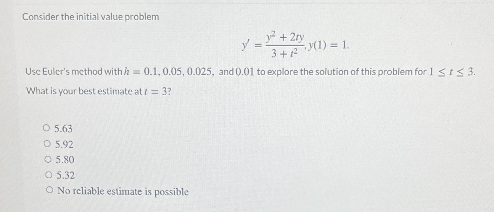 Please be clear Consider the initial value