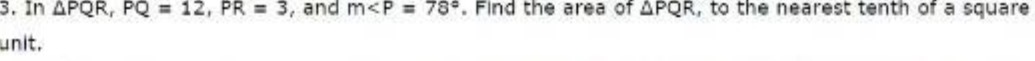 3. In APQR, PQ = 12, PR = 3, and m