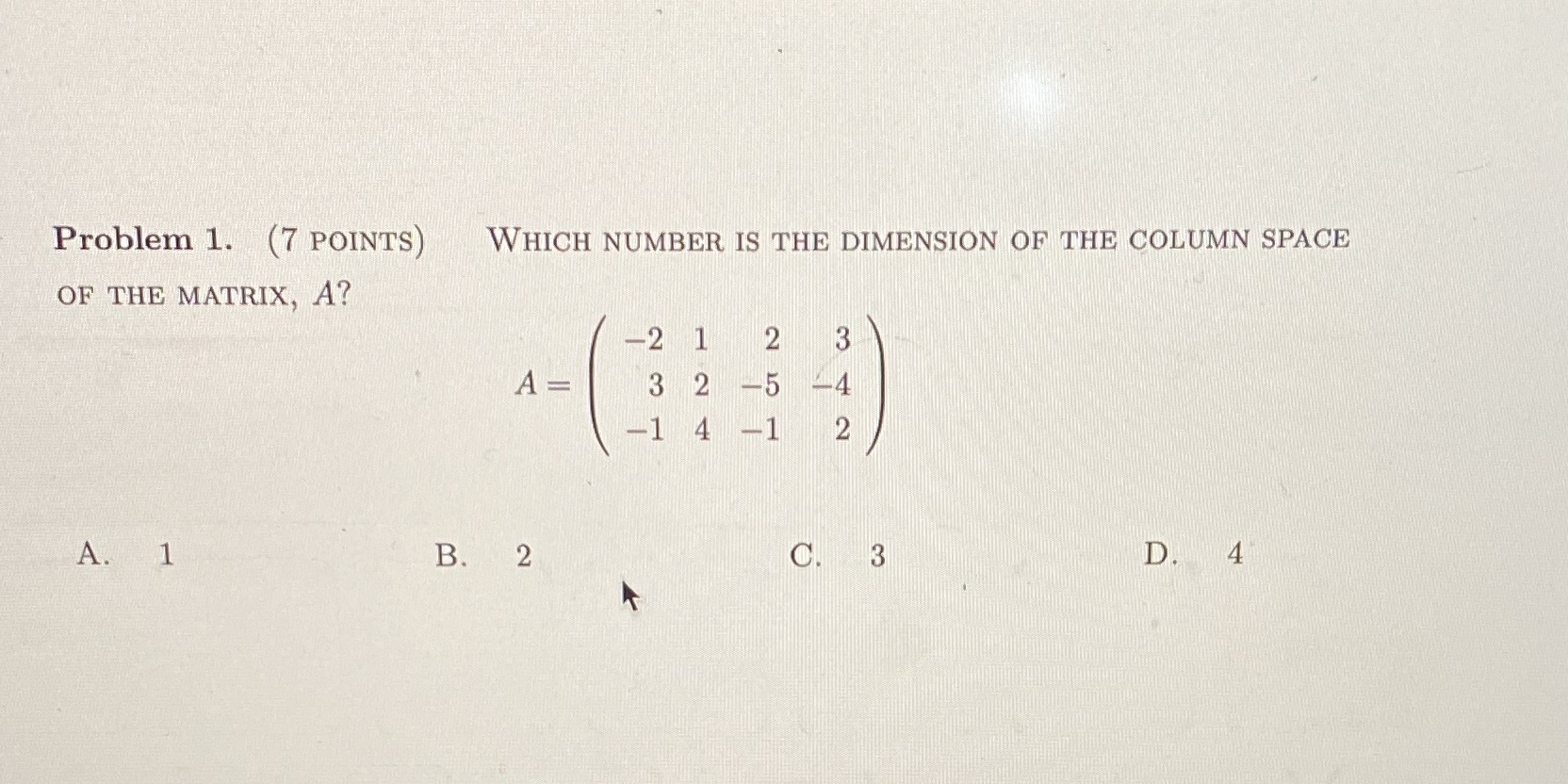 Problem 1. (7 POINTS) WHICH NUMBER IS THE