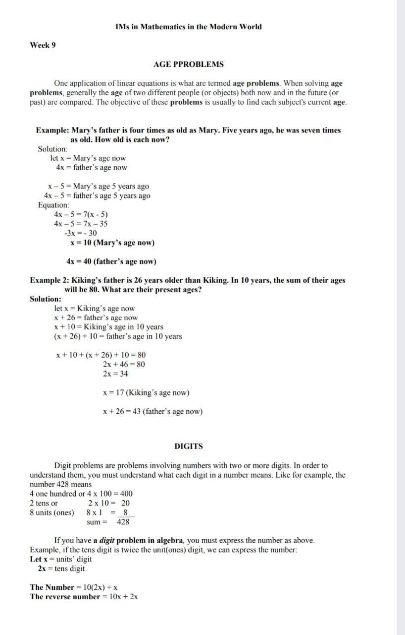 Example 1. The tens digit of a certain number is