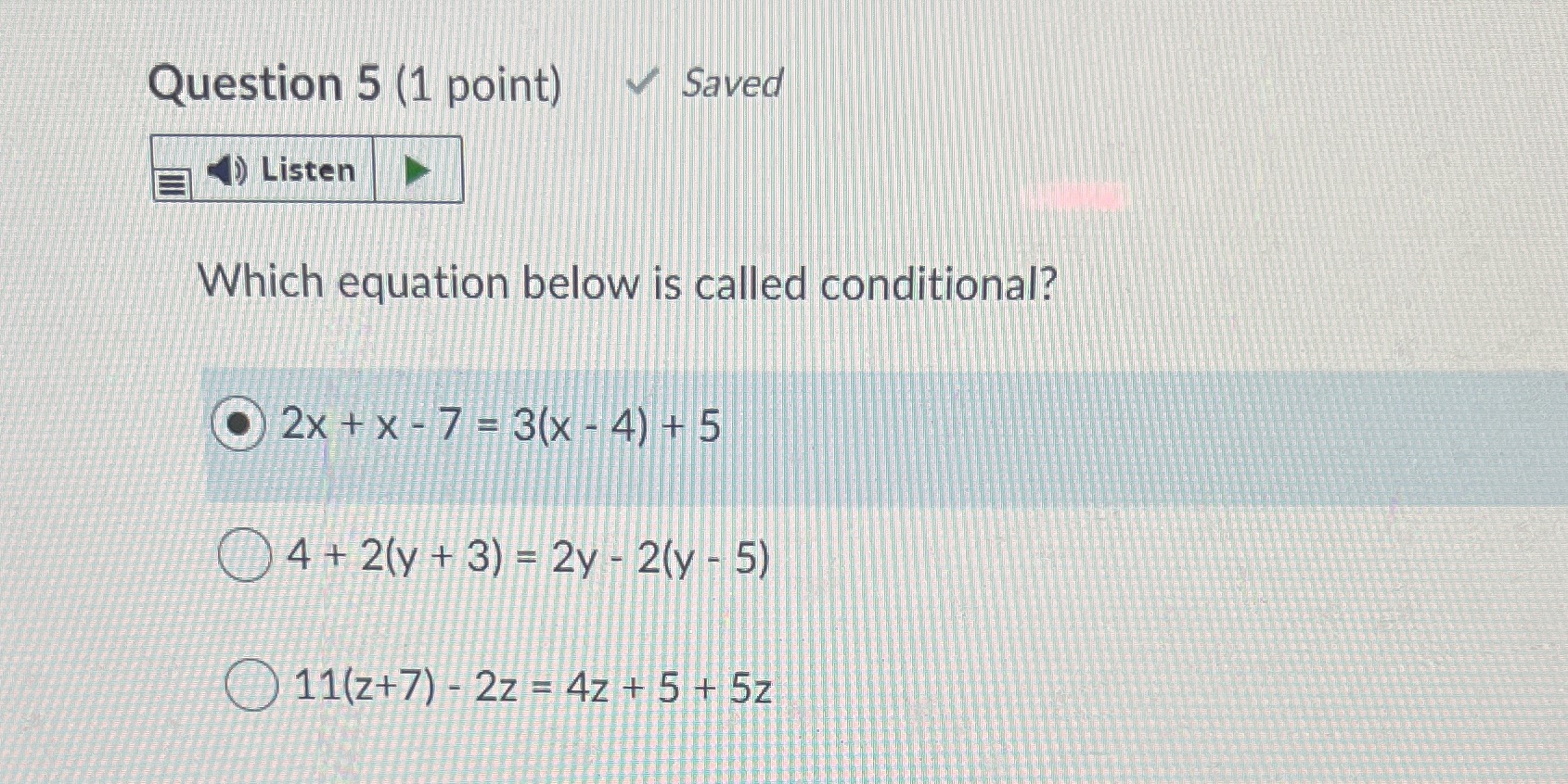Ty5 Question 5 (1 point) Saved () Listen Which