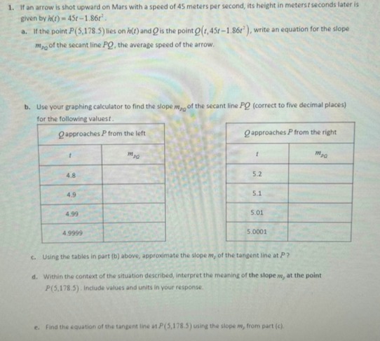 1. If an arrow is shot upward on Mars with a