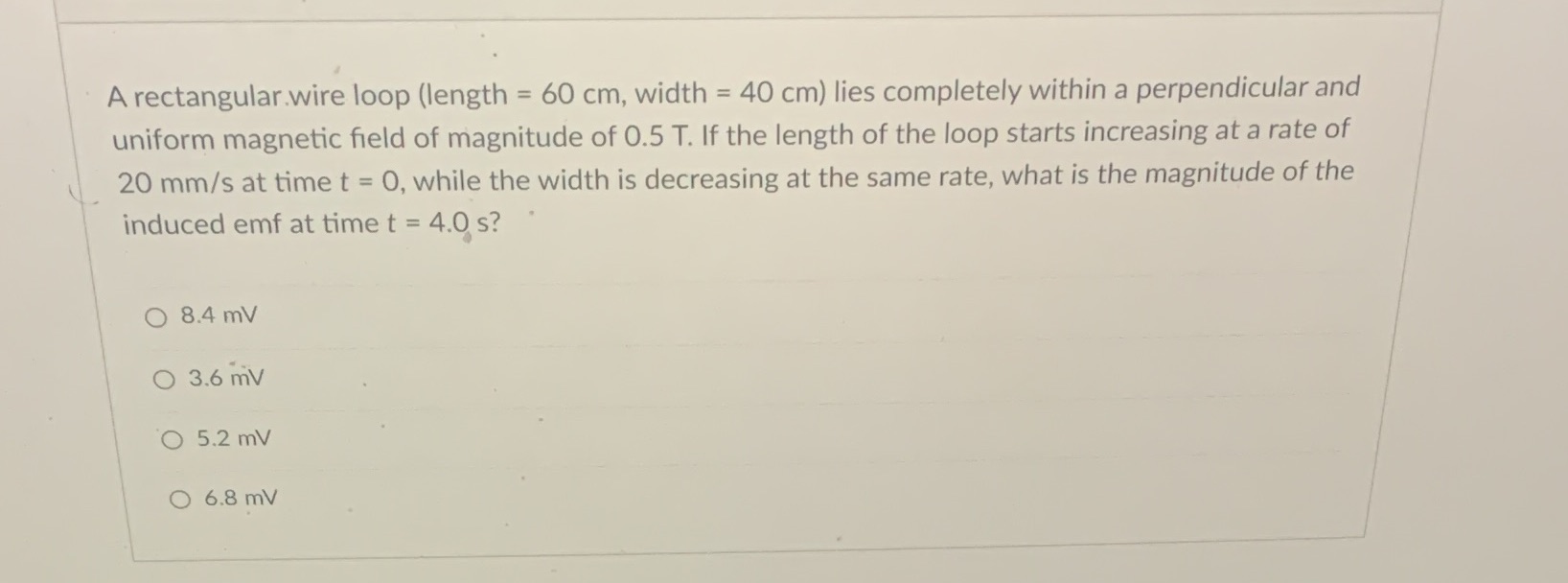 A rectangular.wire loop (length = 60 cm, width =