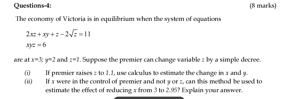 Questions-4: (8 marks) The economy of Victoria is