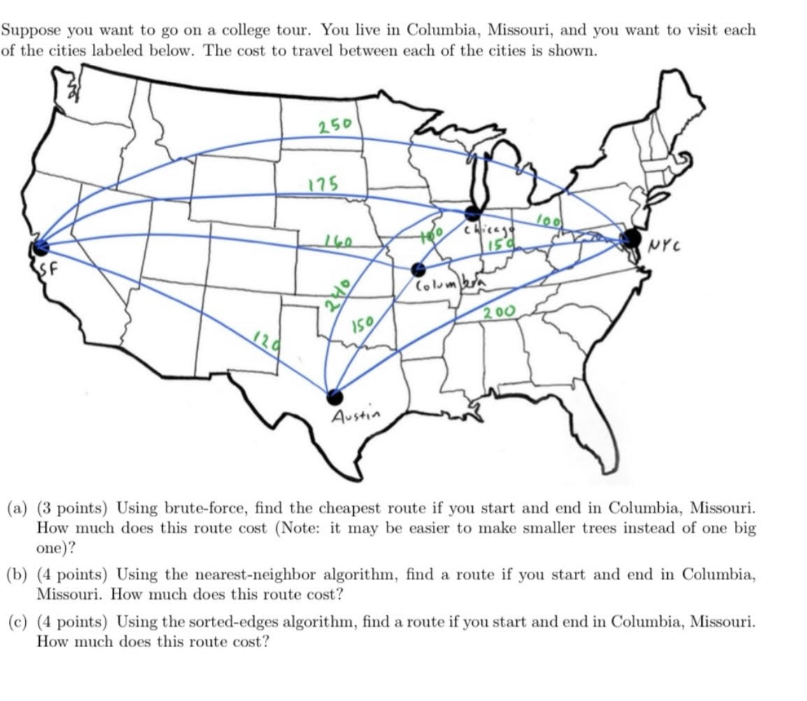 Suppose you want to go on a college tour. You