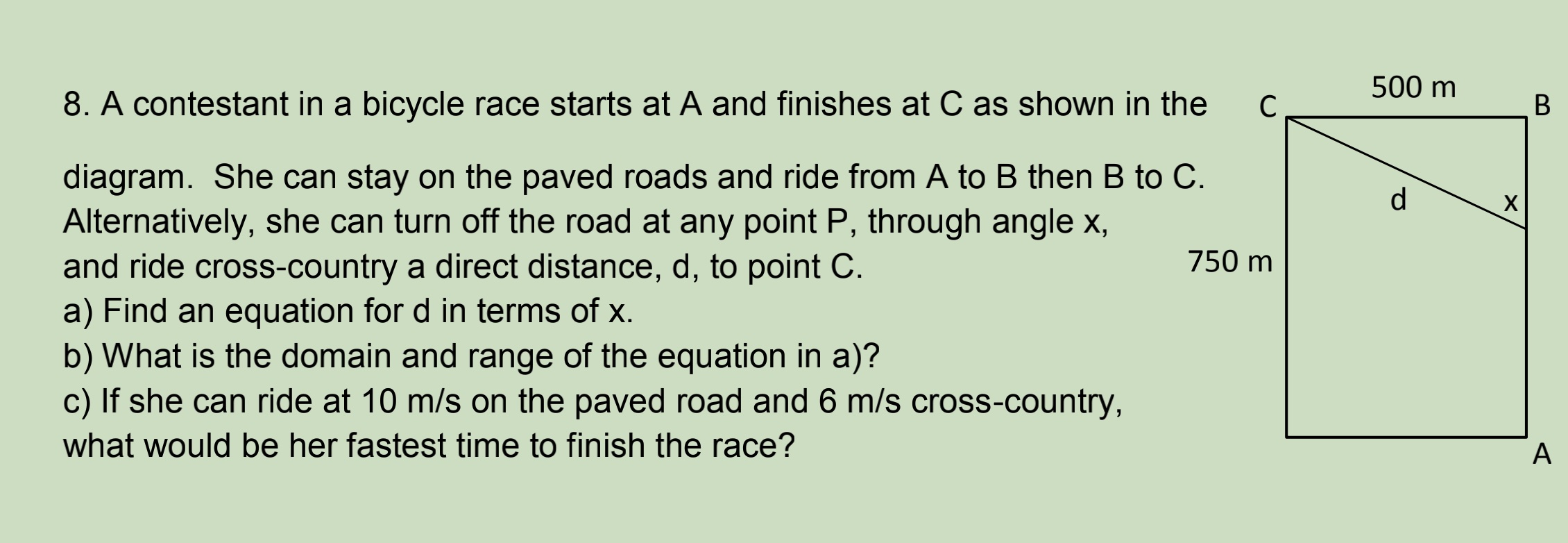 plz show the process 8. A contestant in a bicycle
