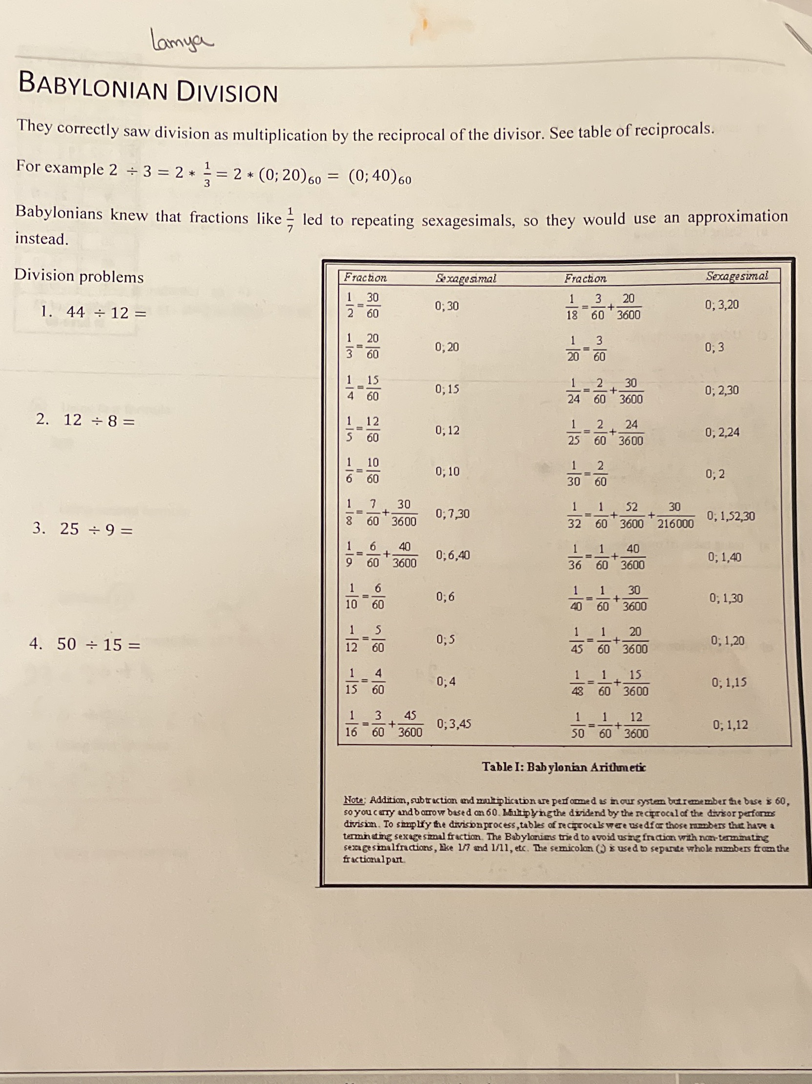 I need solutions for these problems 1-4 Lamya