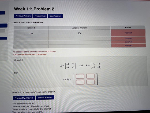 Week 11: Problem 2 Previous Problem Problem List