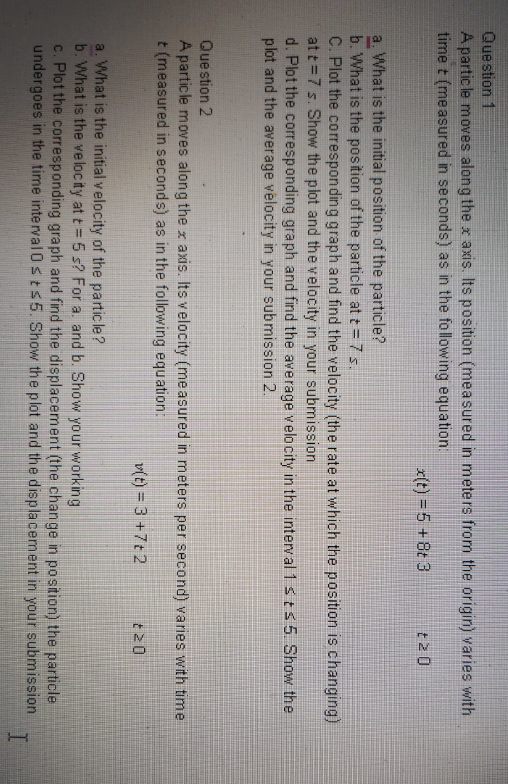 Help With The Following Question 1 A particle