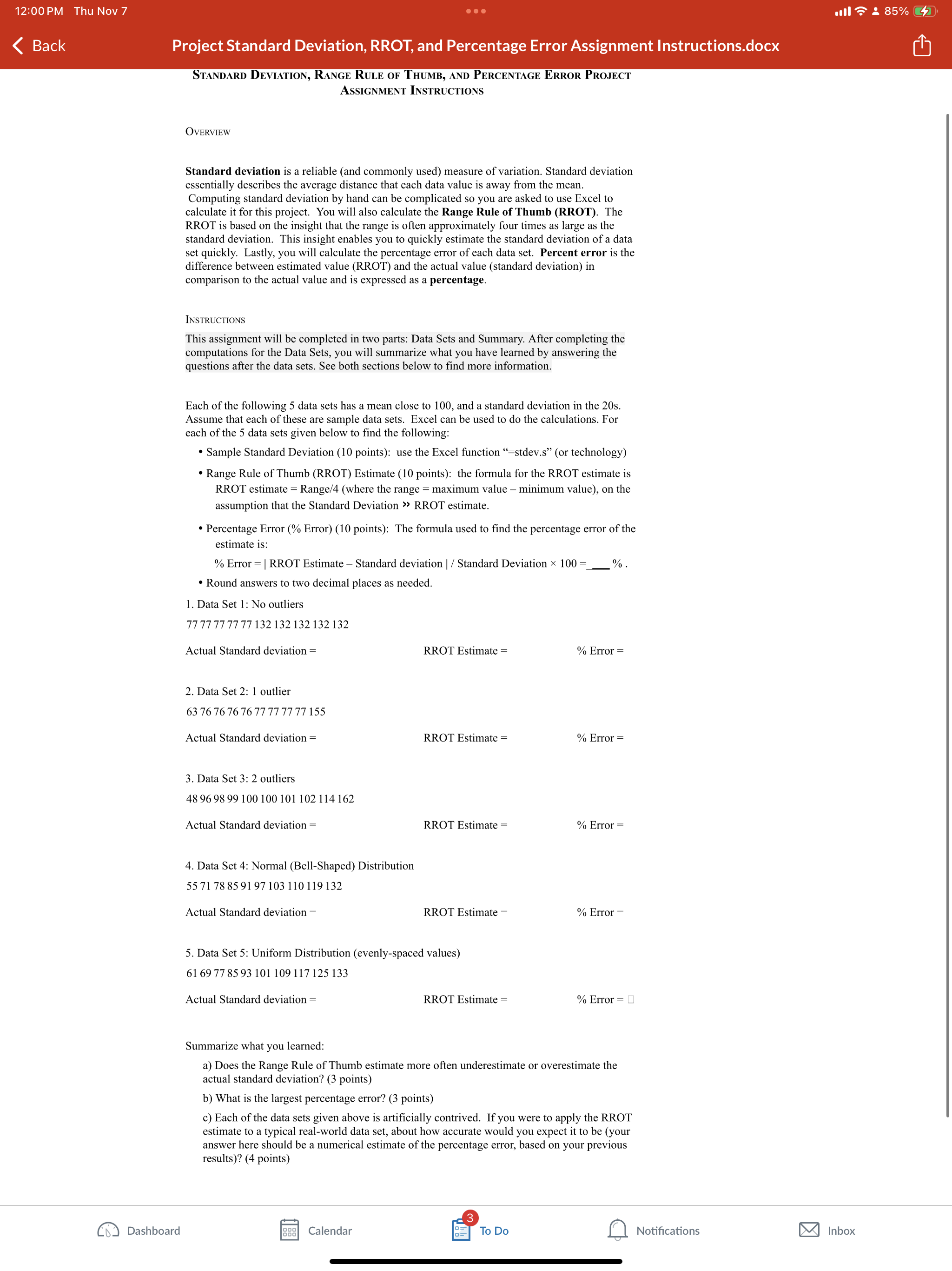 12:00PM Thu Nov 7 ull T 2 85% @2 L@ LT Project