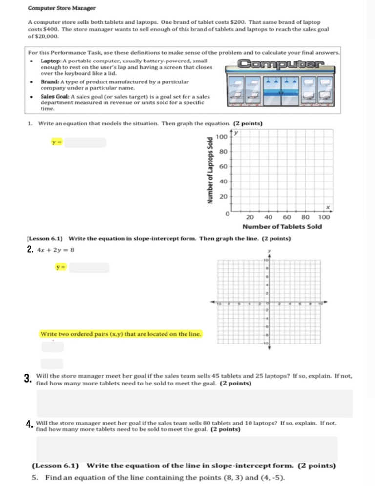 Answer 1 2 3 4 and 5 Computer Store Manager A