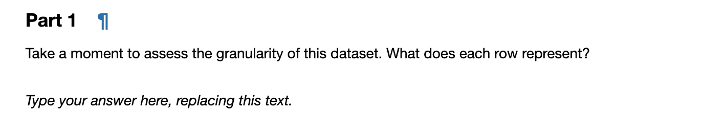 Part1 1] Take a moment to assess the granularity
