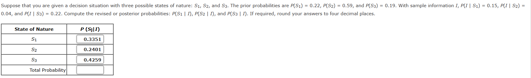Suppose that you are given a decision situation