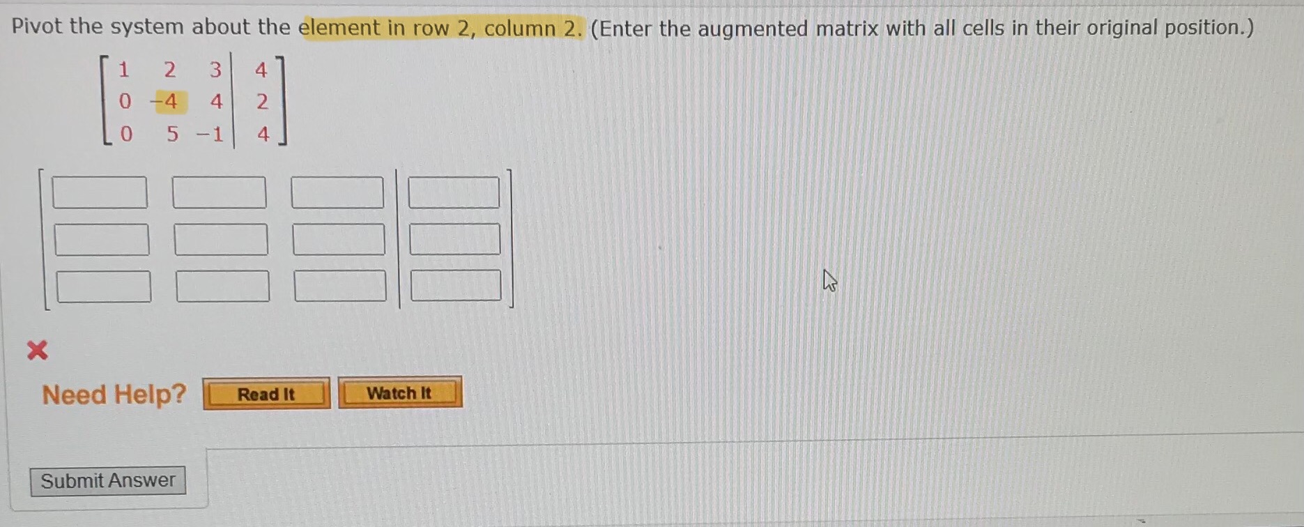 Please help with this question. (Matrix) Pivot