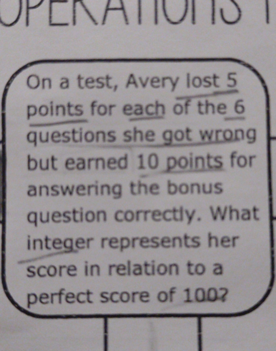 i dont lnow this On a test, Avery lost 5 points