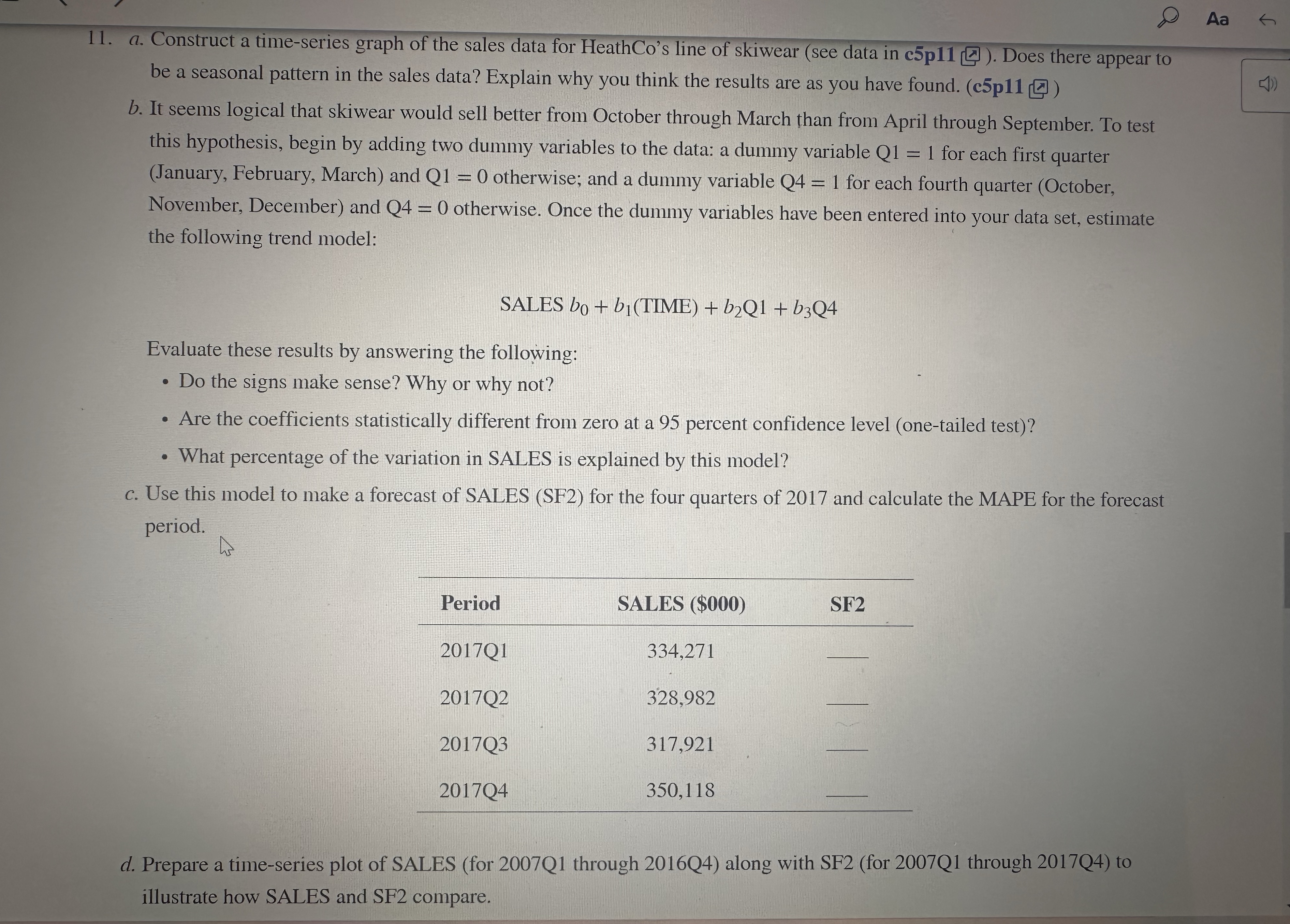 Aa 1 1. a. Construct a time-series graph of the