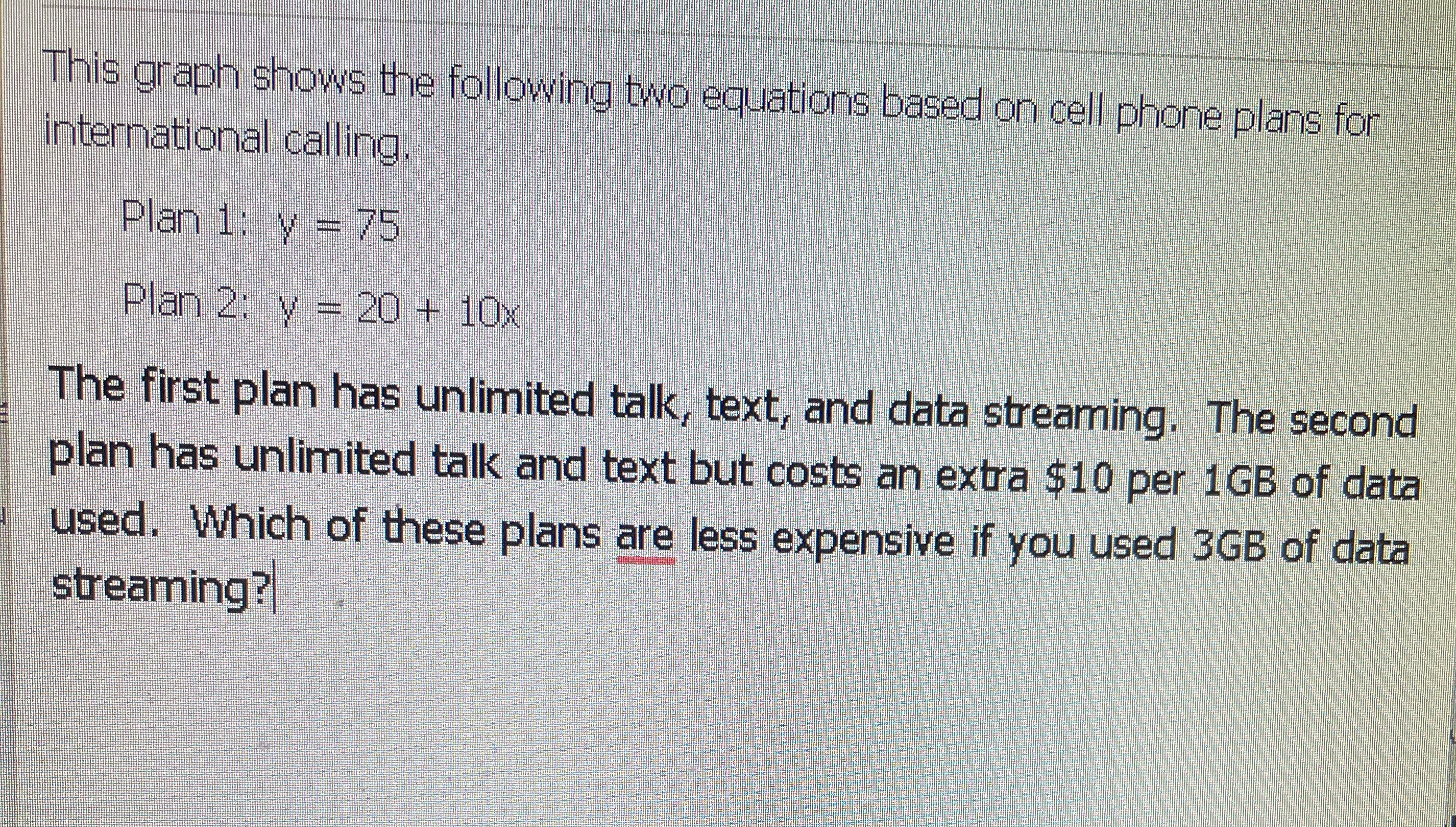 This graph shows the following two equations