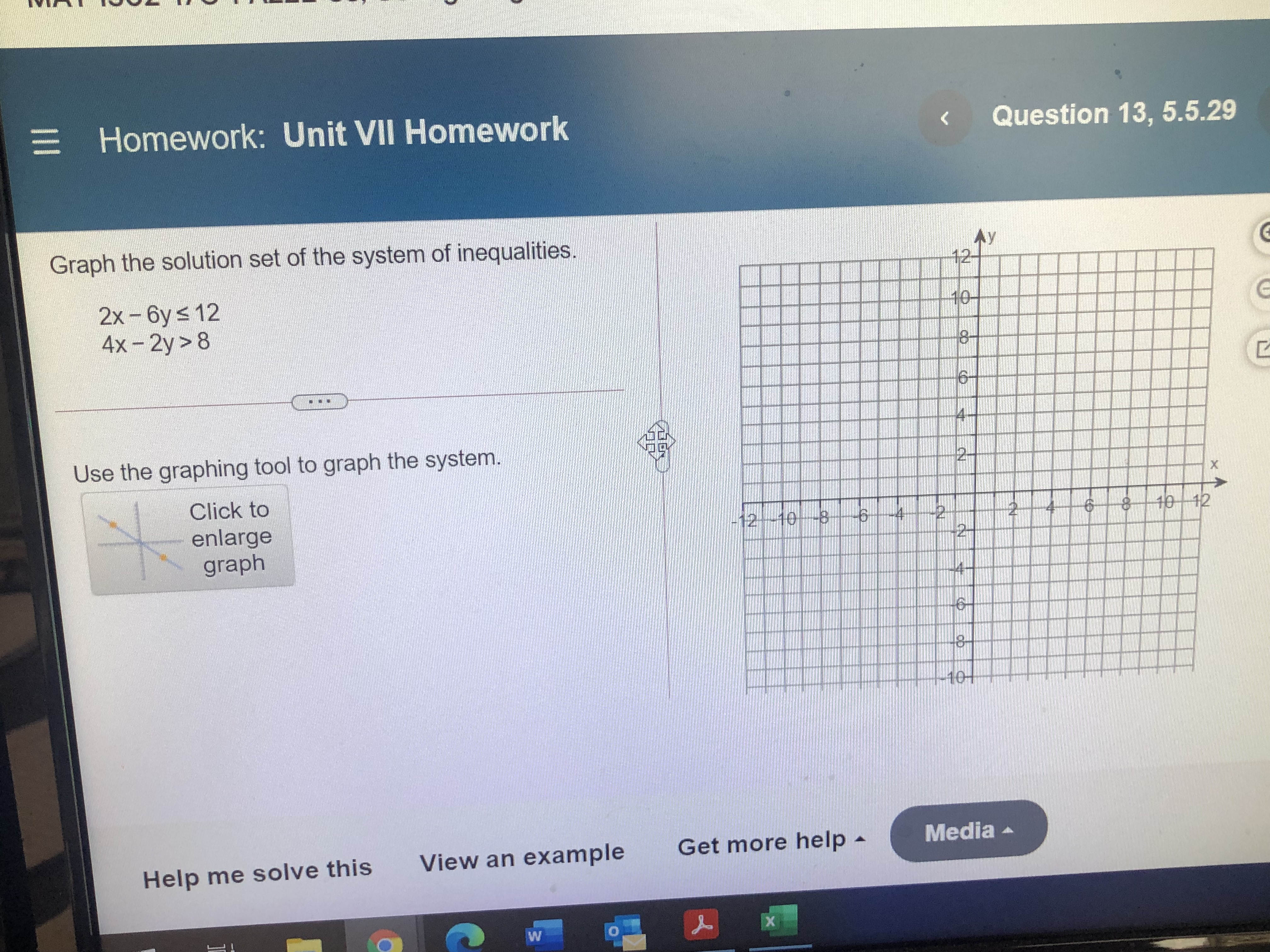 HW13 Graph the solution set of the system of