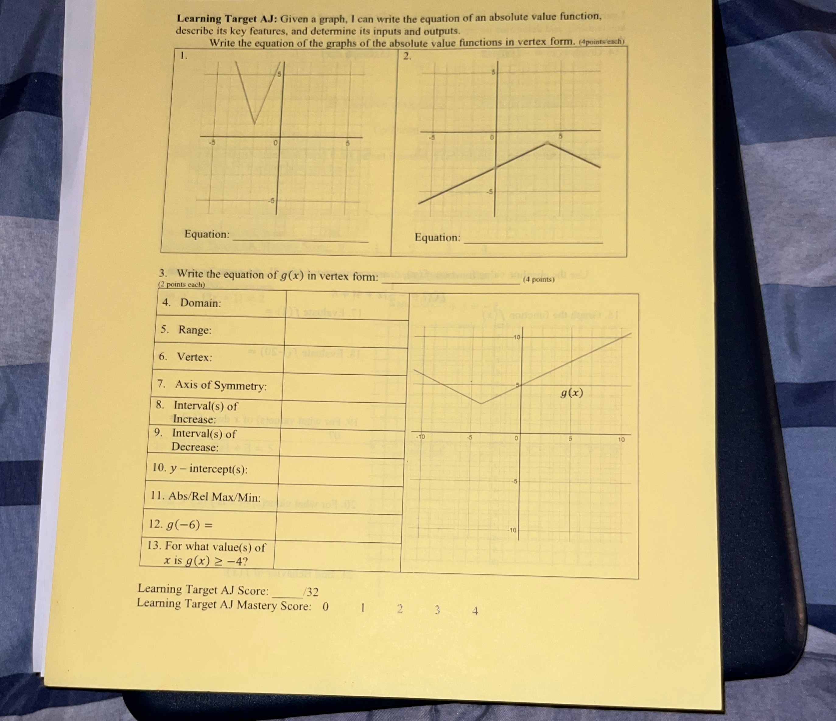 Learning Target AJ: Given a graph, I can write