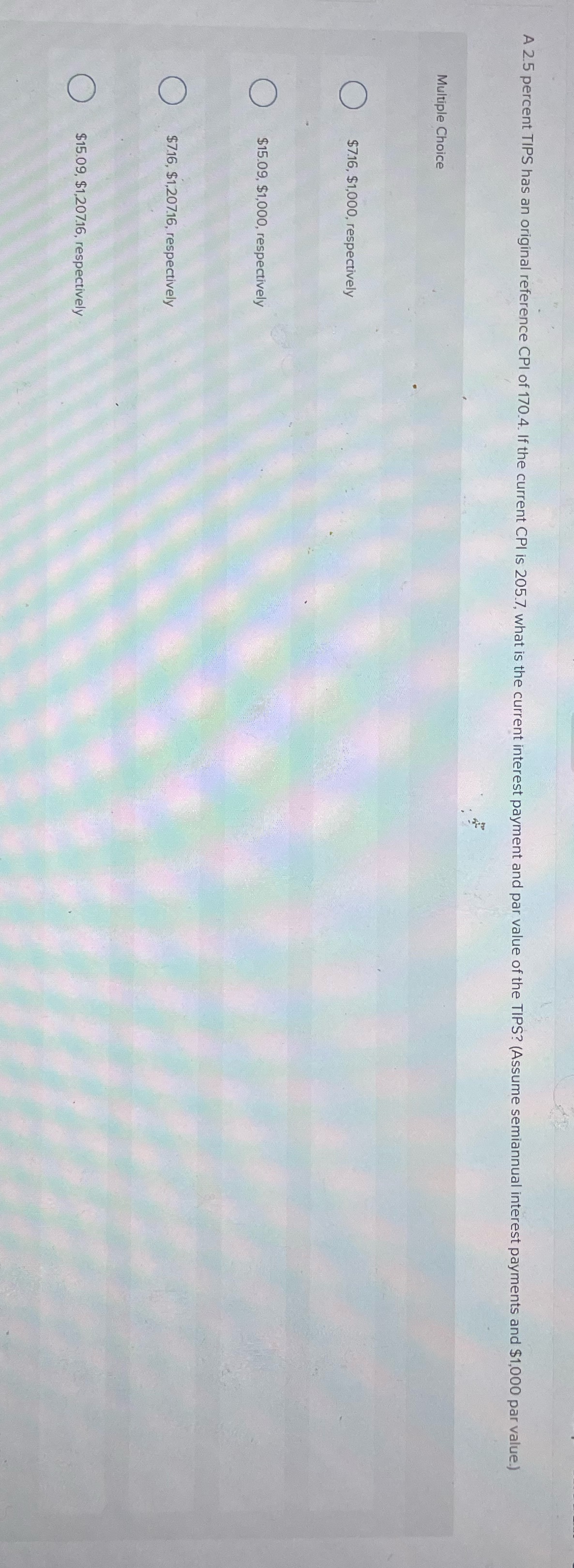 A 2.5 percent TIPS has an original reference CPI