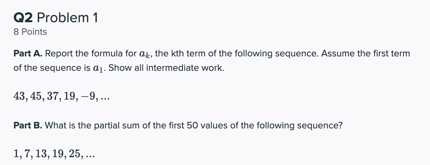 02 Problem 1 8 Points Part A. Report the formula