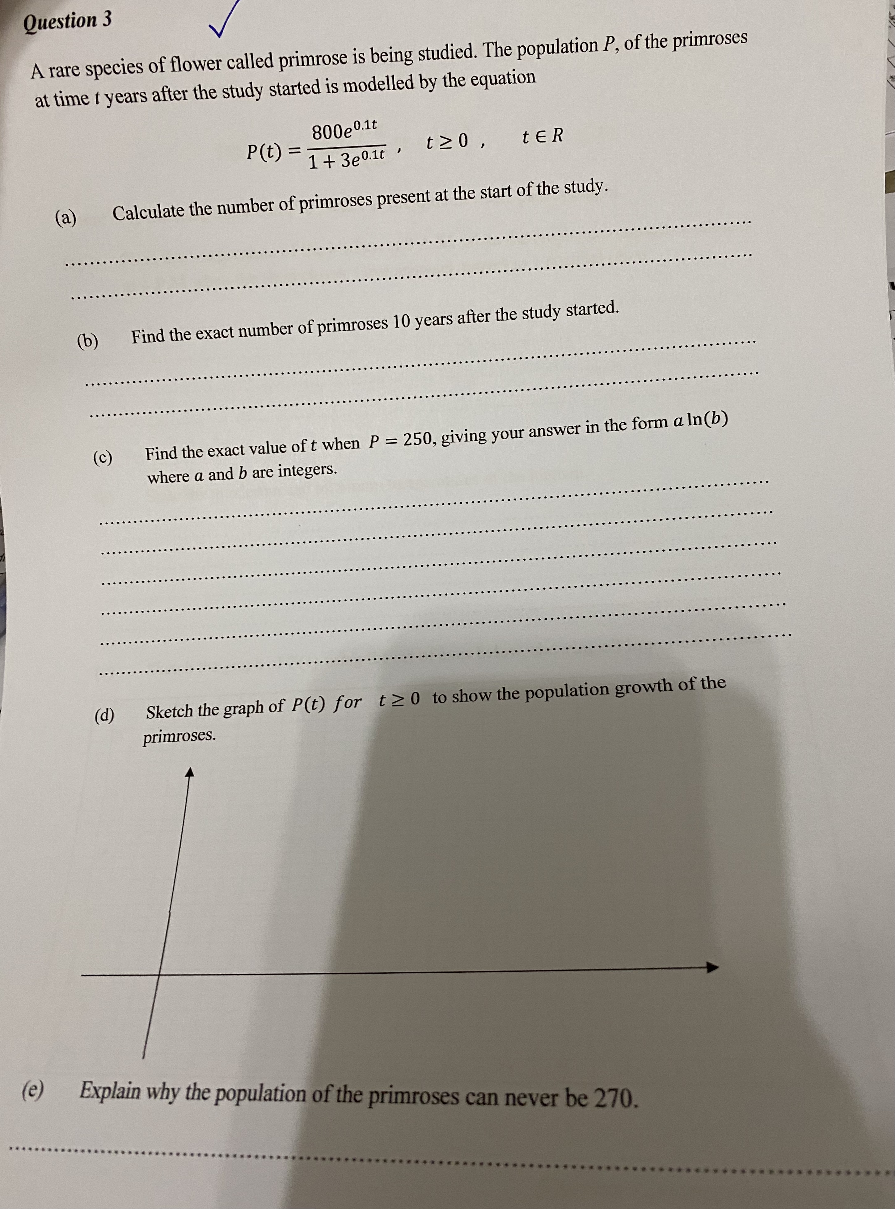 Using the world population formula, P =