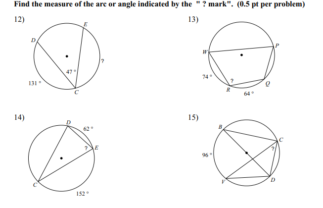 Find the measure of the are or angle indicated by