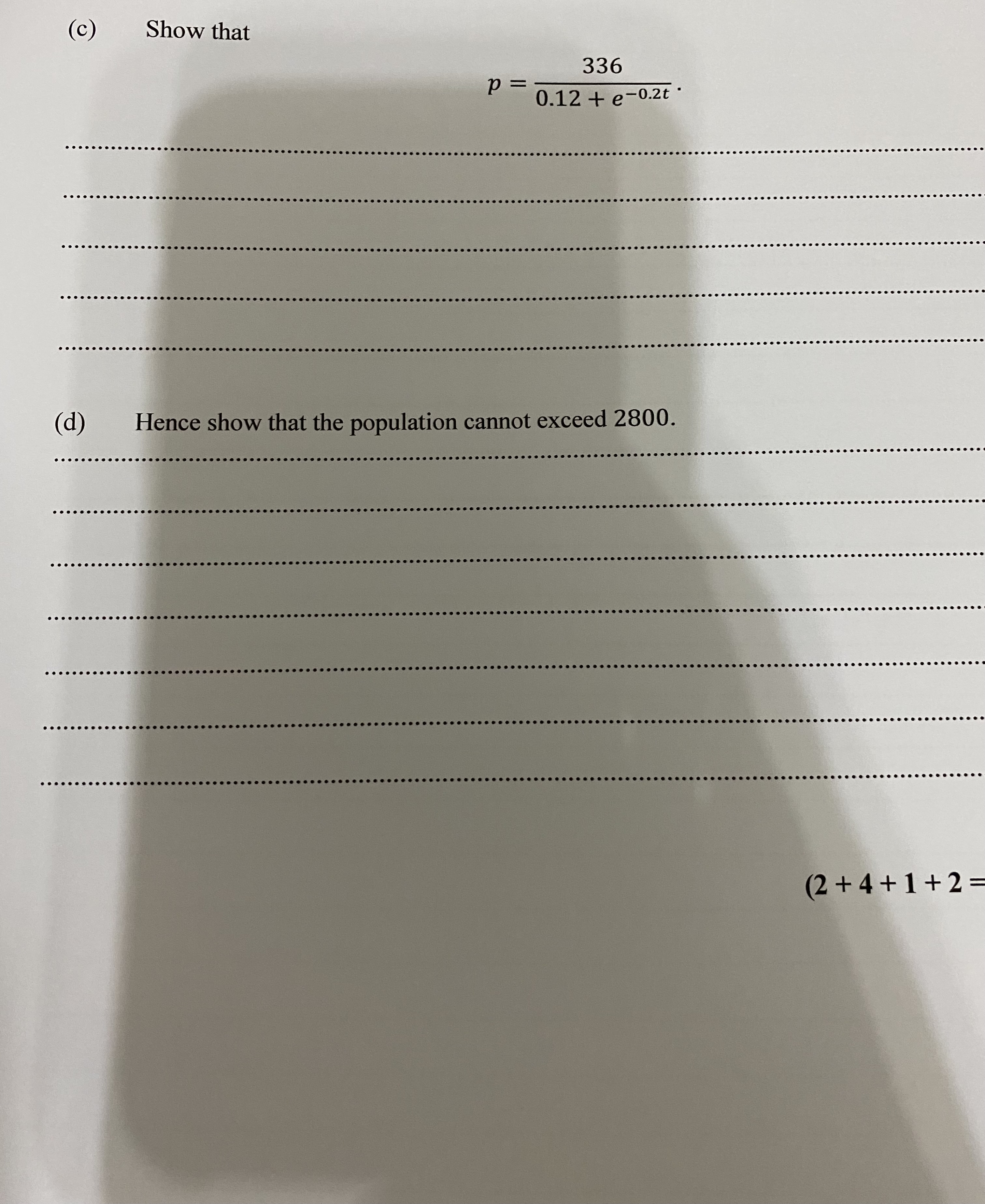 Using the world population formula, P =