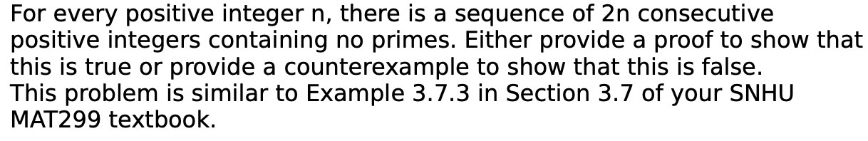 For every positive integer n. there is a sequence