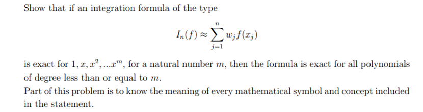 Numerical Analysis Show that if an integration