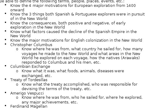 Be able to define the following terms, people,