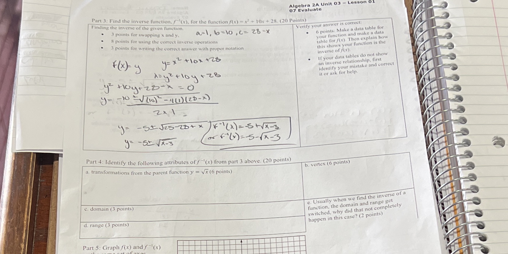 need part 4 please Algebra ZA Unit 03 - Lesson 01