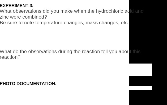 EXPERIMENT 3: What observations did you make when