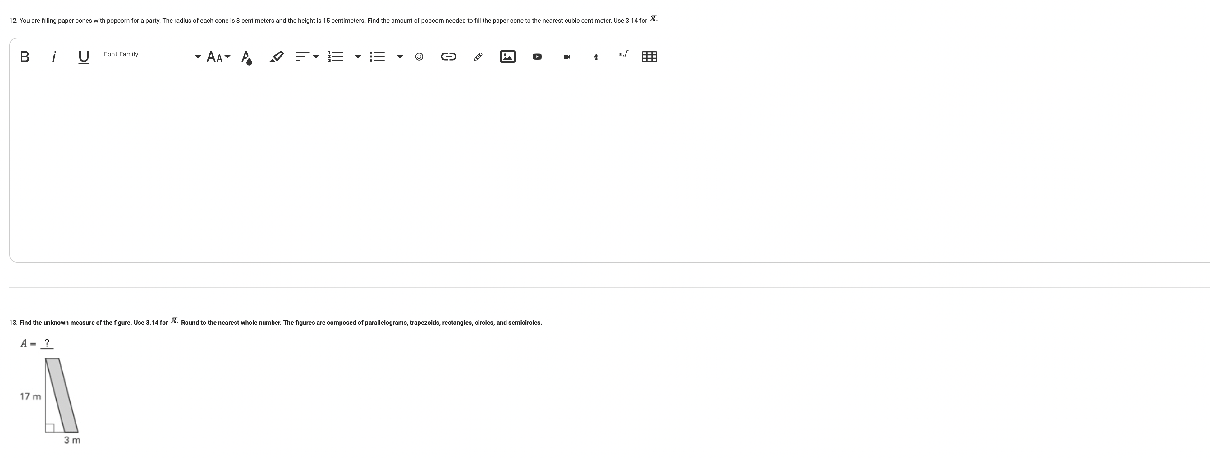 22. Find the volume of the solid. Round to the