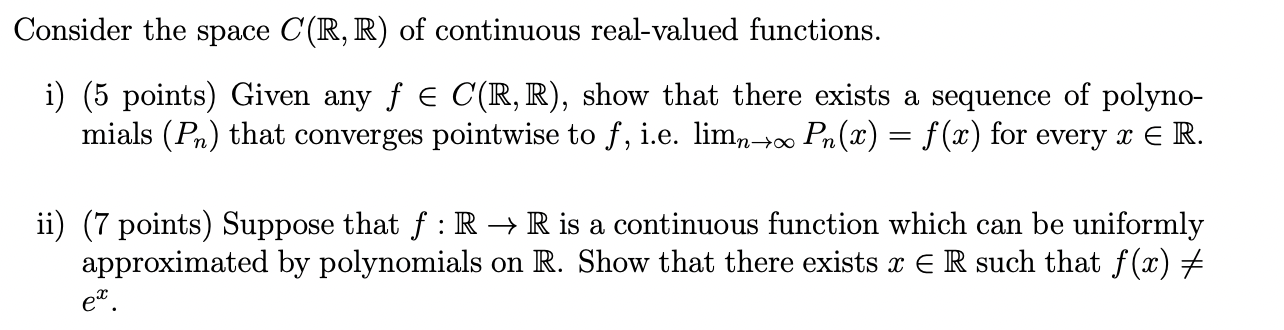 Consider the space C(R, R) of continuous