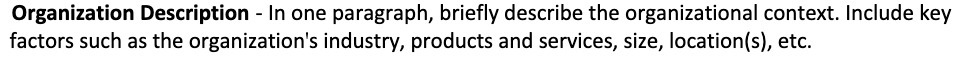 Organization Description - In one paragraph,