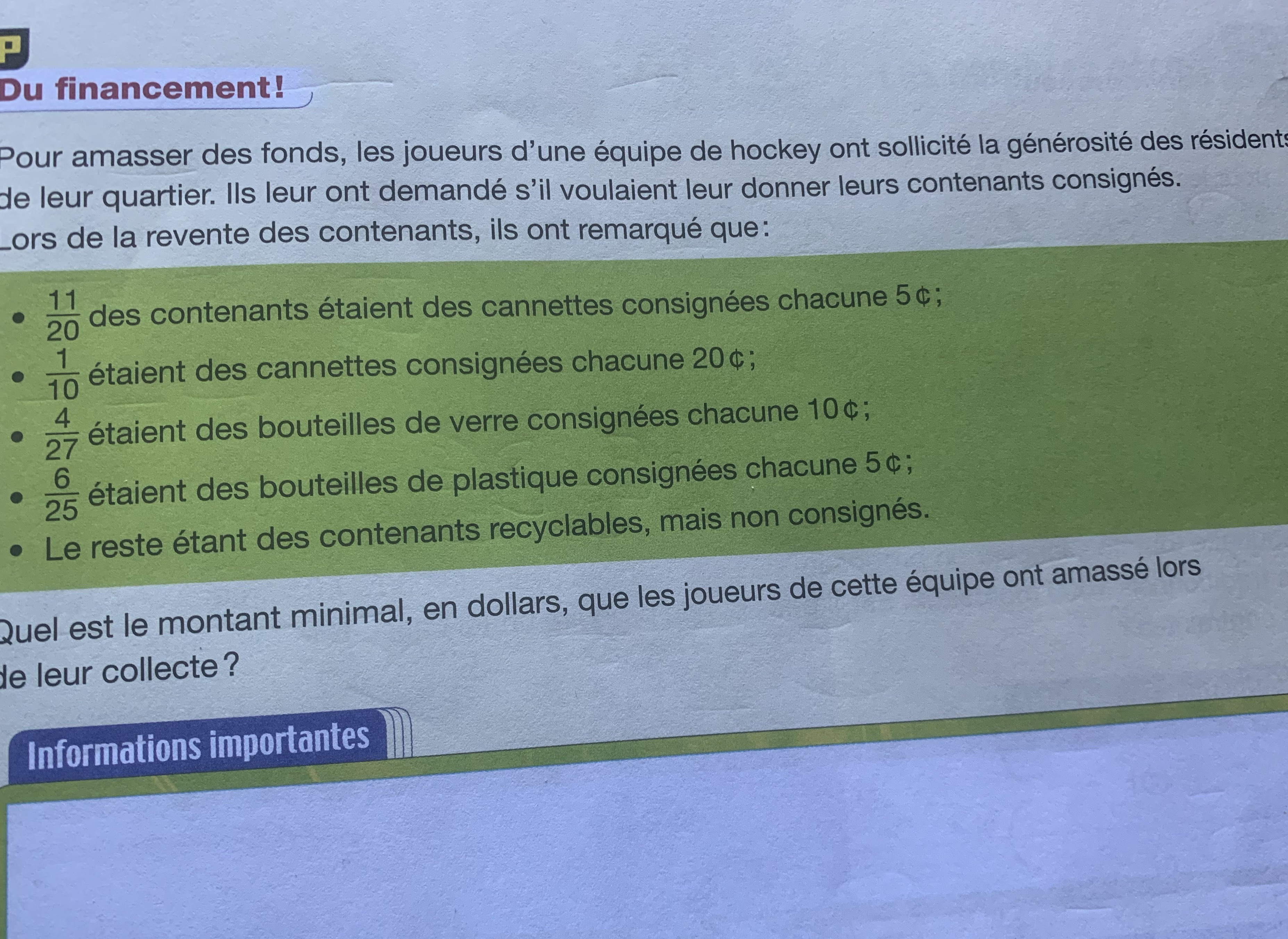 Funding!To raise funds, the players of a hockey