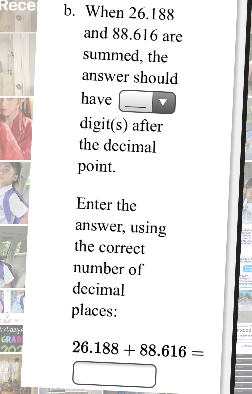 Rece b. When 26.188 and 88.616 are summed, the