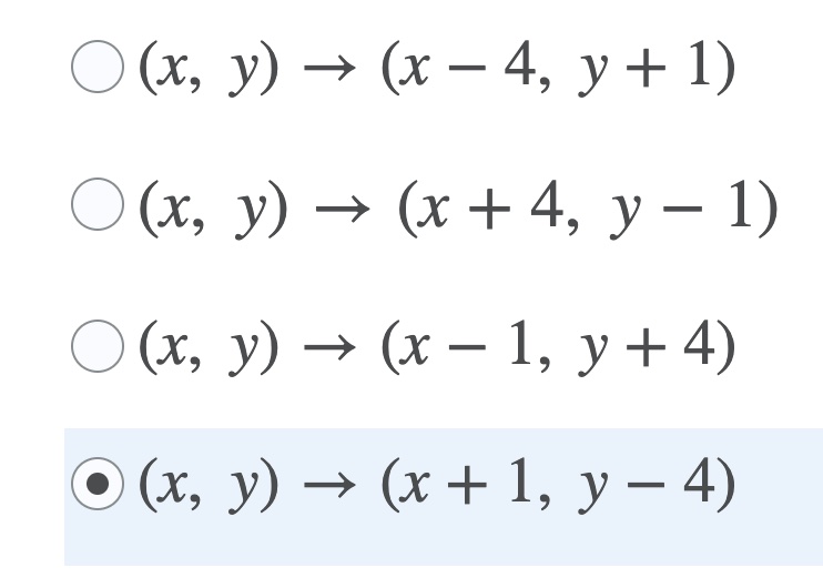 1.Using the graph below, what is the rule for a
