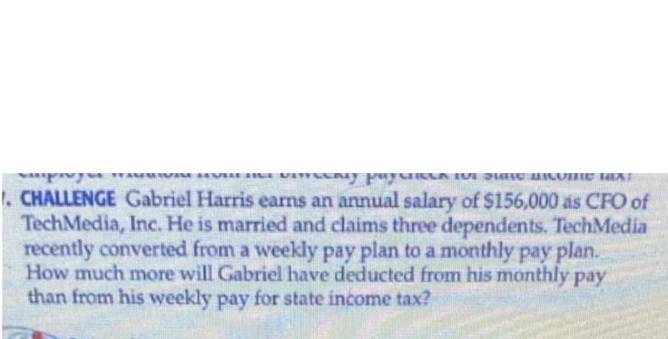 CHALLENGE Gabriel Harris earns an annual salary