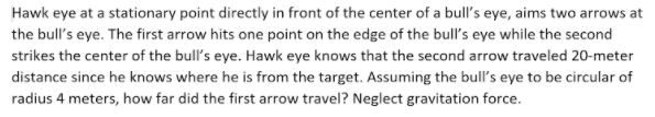 1. Hawk eye at a stationary point directly in