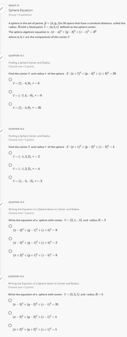 QUESTION 1 Quadratic Equation Choose one . 5