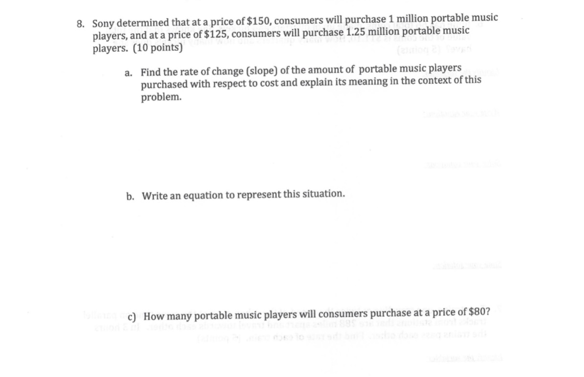 8. Sony determined that at a price of $150.