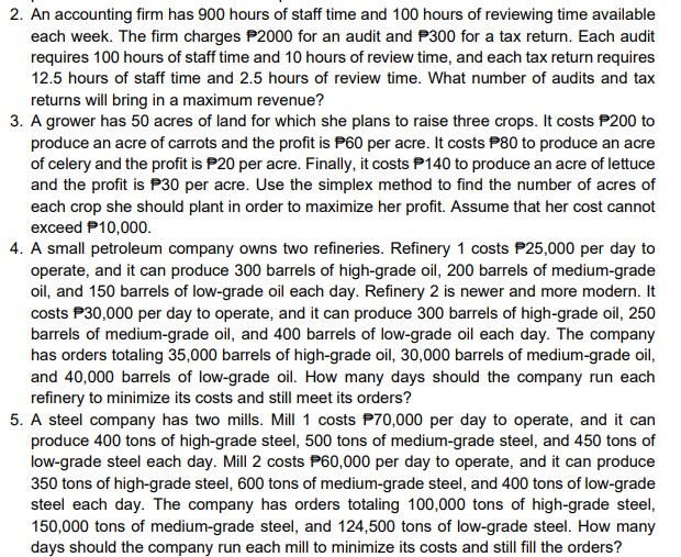 Solve the following problem using simplex method