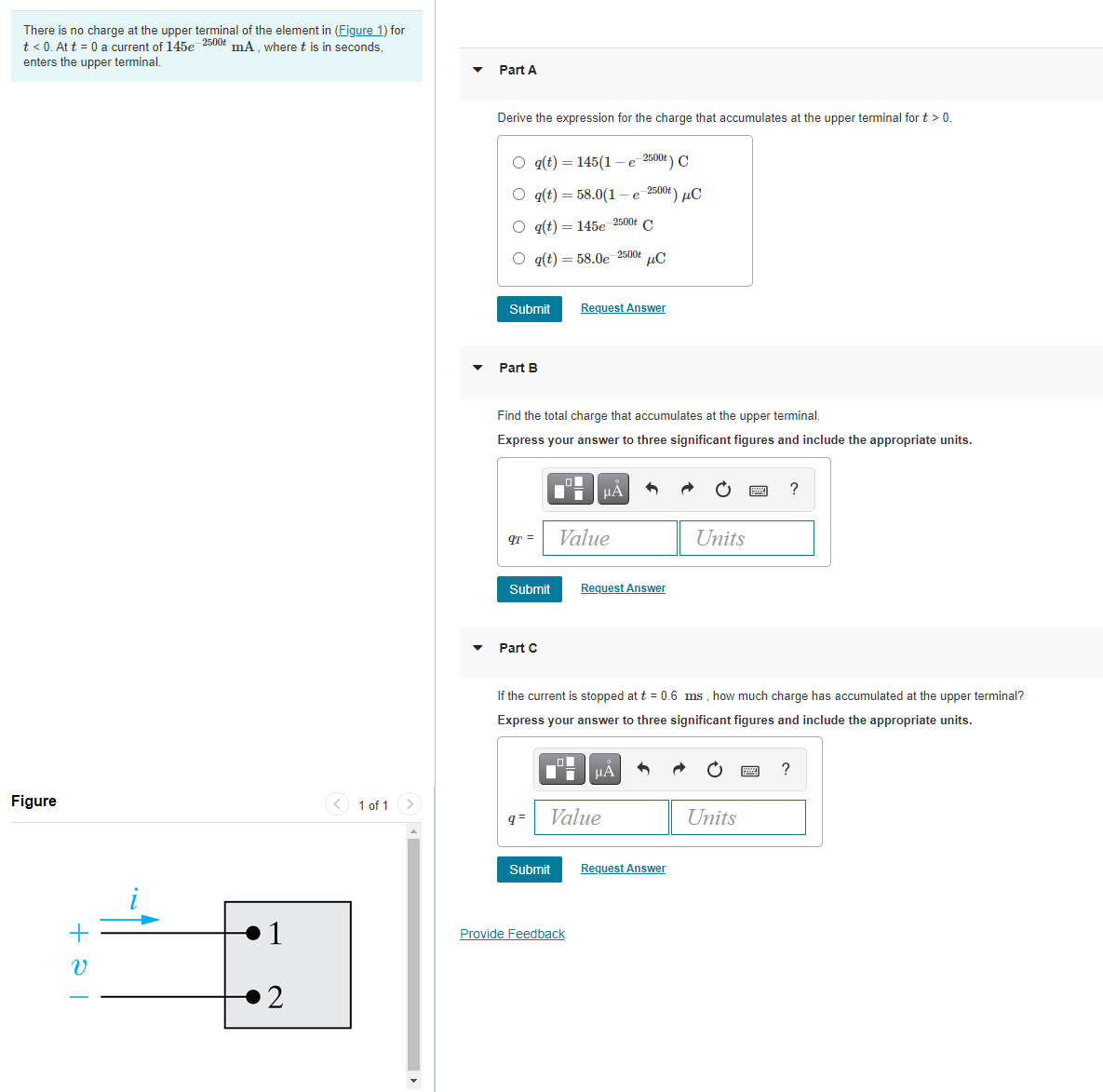 There is no charge at the upper terminal of the